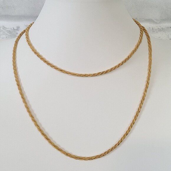 Monet Necklace Gold Tone Rope Wrap Chain Twisted - Picture 9 of 11